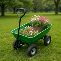 Carriola Garvee Garden 4 Ruote per Festa del Papà | Capacità 600 libbre, Acciaio e Polietilene Verde, Giardino e Cortile 36,2x19,8 pollici