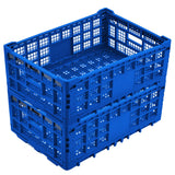 Garvee Cassa Latte Collassabile 52L - Plastica Polipropilene Resistente - Pareti Rinforzate, Impilabile, Maniglie Comode - Per Garage, Cucina, Ufficio - 2Blu