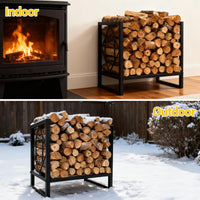 Garvee Portalegna in metallo piccolo, nero, compatto, per camino e patio, per interni ed esterni