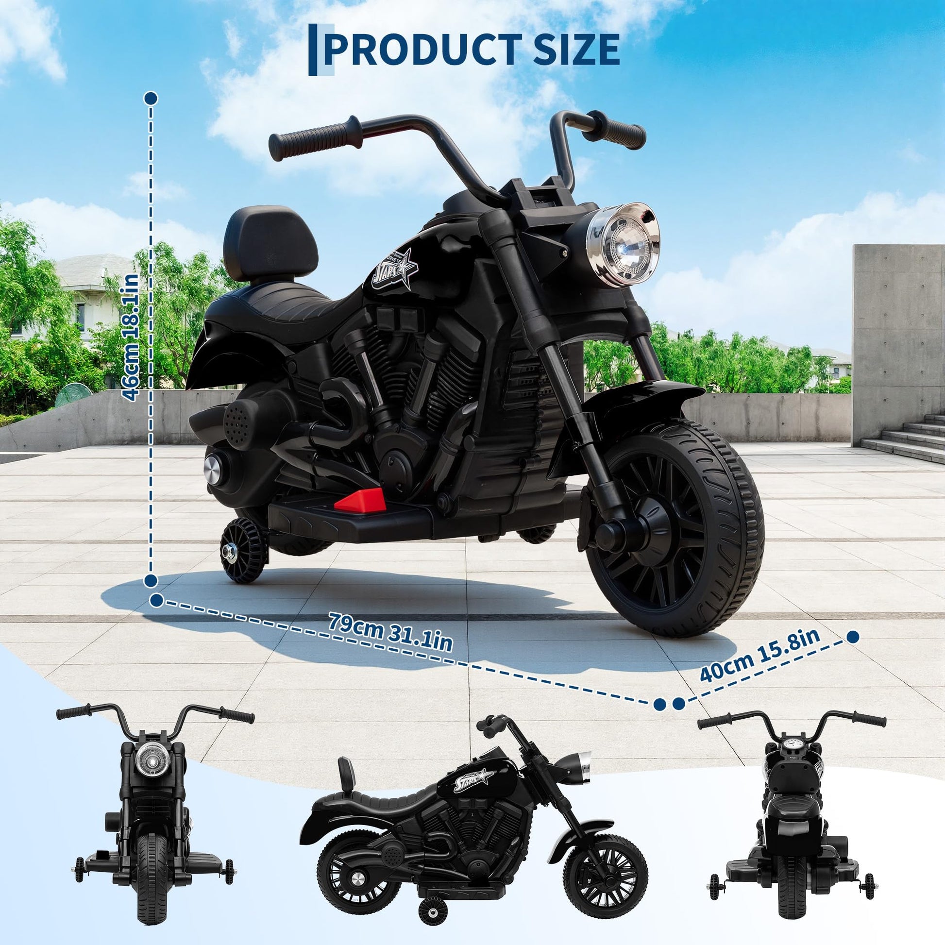 Moto elettrica Garvee 6V bianca con avviamento graduale e sospensioni: la prima moto elettrica per bambini dai 2 anni per passeggiate sicure in giardino