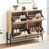 Garvee Scarpiera Stretta con 4 Ante per Corridoio e Ingresso 100x24x88 cm Rattan Marrone - Marrone