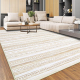 Garvee Teppich Wohnzimmer Marokkanisches Design Rutschfest Waschbar Kaschmirimitat 160x230cm Creme-Braun