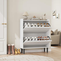 Scarpiera Garvee con 2 cassetti a scomparsa, ripiano regolabile, legno MDF per corridoio e soggiorno, bianco, ampio spazio di archiviazione, antiribaltamento