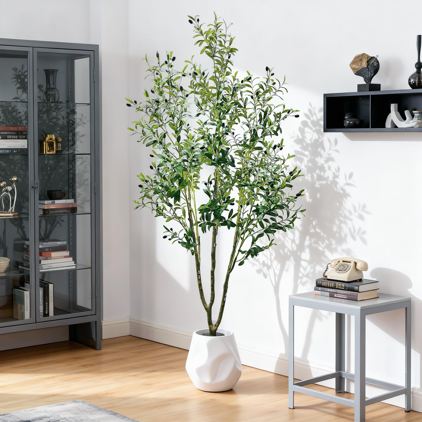 Albero di ulivo artificiale Garvee da 6 piedi, resistente e realistico, in seta e metallo, per interni, soggiorno e ufficio.