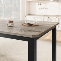 Tavolo da Pranzo Garvee Lungo 199.4 cm per 6-8 Persone Stile Industriale, Design Smussato, MDF e Metallo, Larghezza 10 cm, Marrone