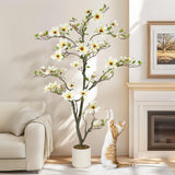 Albero di magnolia artificiale Garvee da 6 piedi, bianco, con rami regolabili, per uso interno ed esterno, struttura in metallo, base stabile - Come mostrato