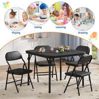 Set tavolo e sedie per bambini Garvee da 5 pezzi, pieghevole, in metallo robusto e pelle PU, per camerette e uso esterno