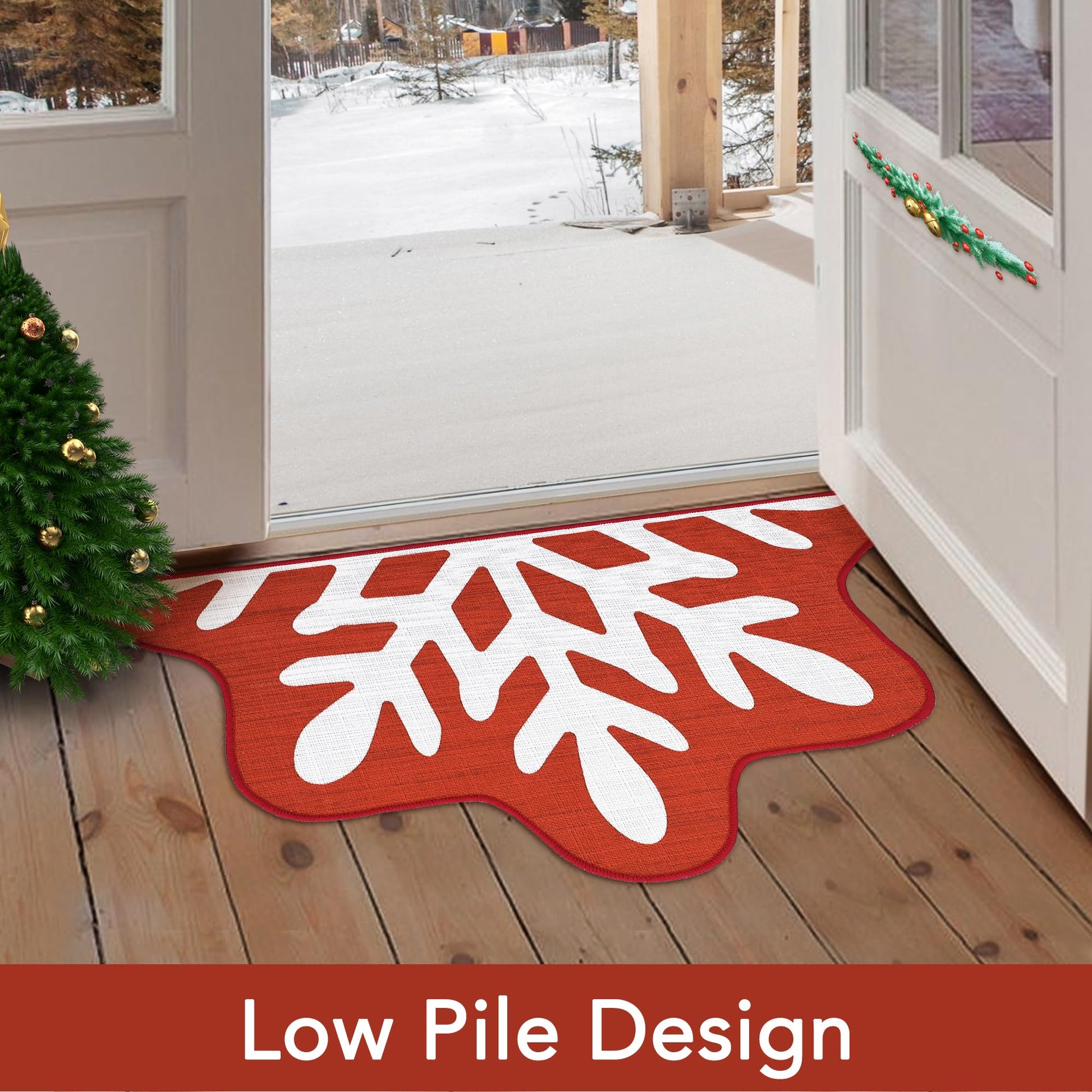 Zerbino decorativo natalizio Garvee Snow Welcome Mat per interni 50 x 80 cm multicolore