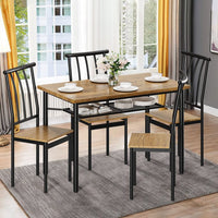 Set da pranzo Garvee per 4 persone con portabottiglie, in metallo e legno, rettangolare, marrone ruggine, salvaspazio per stanze e appartamenti di piccole dimensioni