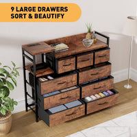 Cassettiera Garvee con 9 cassetti in tessuto, multifunzionale per camera da letto e soggiorno, 100x30x86 cm, colore retrò