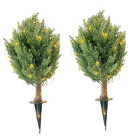 Garvee 30" Alberi di cipresso artificiali Set di 2 con picchetto per giardino e terrazza Verde Resistente a tutto il calore e ai raggi UV