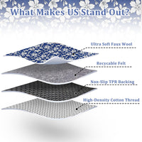 Tappeto per soggiorno Garvee lavabile con motivo floreale vintage, pelo corto, antiscivolo, morbido, grande, 200x290 cm, blu