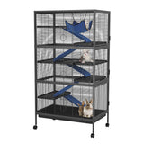 Gabbia per piccoli animali Garvee a 6 piani con rampe e piattaforme per porcellini d'India, conigli e cincillà, 31,9" x 20,5" x 58,6" in metallo, su ruote