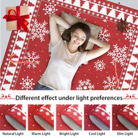 Tappeto natalizio rotondo Garvee, antiscivolo, rosso con fiocco di neve, per ingresso, 120 cm