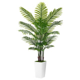Set 2 Palme Areca Artificiali 180cm Con Vasi Quadrati Bianchi Per Decorazione Interni Casa E Ufficio, Foglie Realistiche In Seta E PE, Alte, Verdi - 180 cm