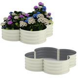 Garvee 2-Pack Letto Da Giardino Rialzato In Acciaio Zincato, Resistente Alla Ruggine, Bianco, Per Erbe E Fiori, Base Aperta, Design A Bordo A Petali