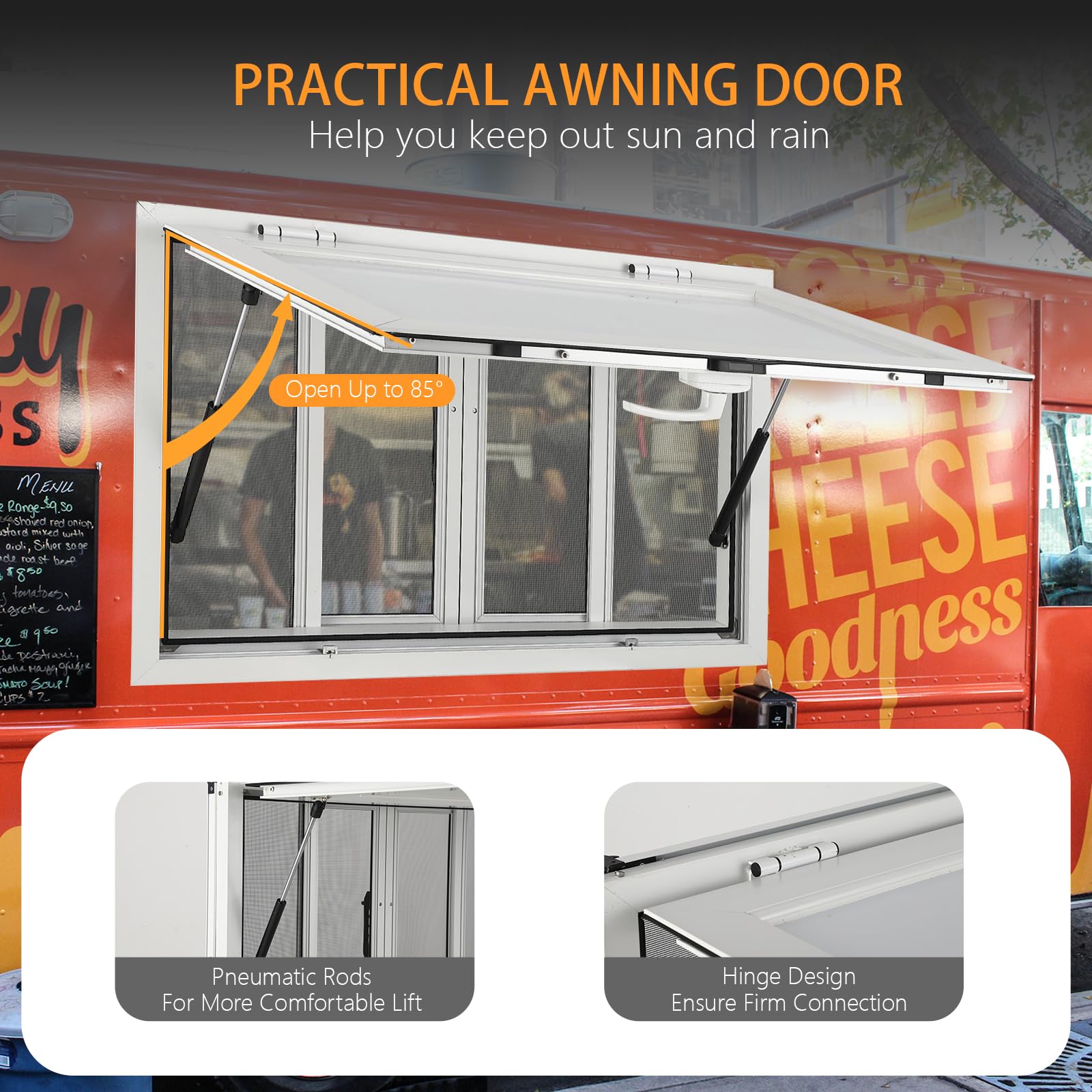 Finestra per food truck in alluminio Garvee Concession Window 36"x24" con 4 finestre scorrevoli e tenda da sole, telaio in acciaio inossidabile, maniglia di sicurezza, ideale per food truck