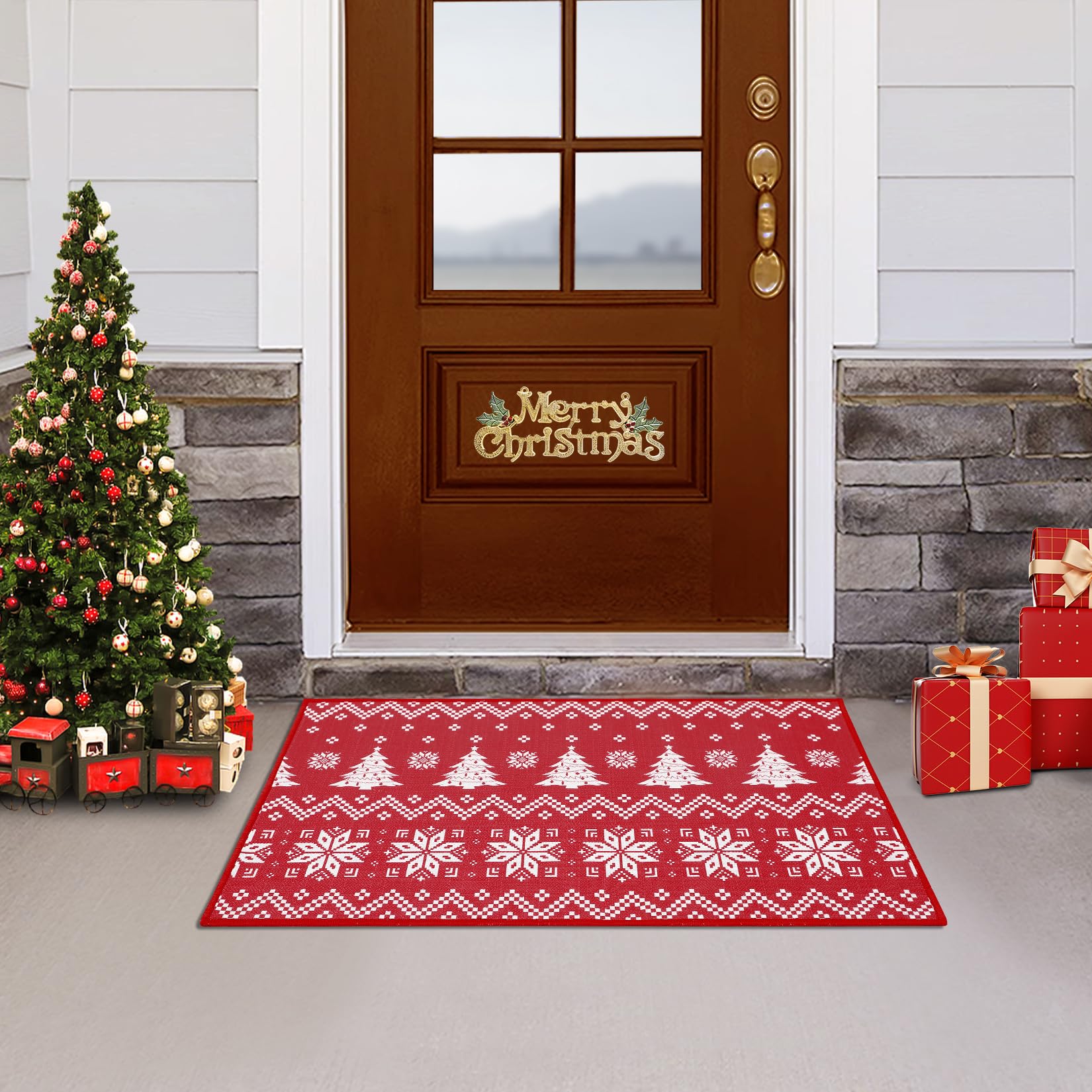 Zerbino Garvee Boho per interni ed esterni, 40 x 60 cm, lavabile in lavatrice, antiscivolo, stile fattoria