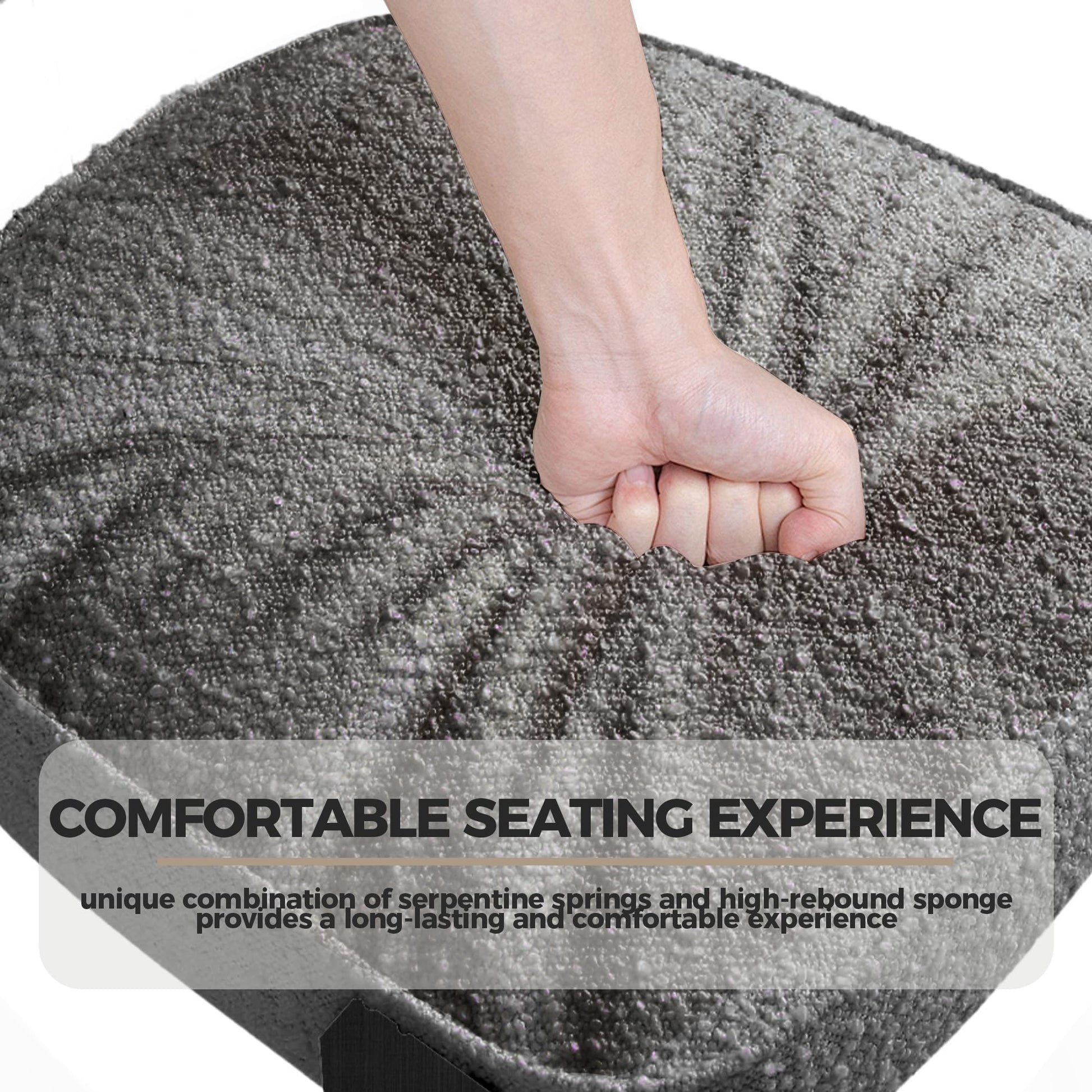 Sedie da pranzo Garvee, set da 2, tessuto bouclé, schienale ergonomico, gambe in legno di caucciù, moderne, comode, per sala da pranzo e soggiorno