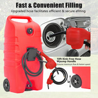 Contenitore per carburante Garvee da 14 galloni con pompa a sifone, tubo da 10 piedi, HDPE, a prova di perdite, su ruote per auto e barche, portatile, resistente ai raggi UV