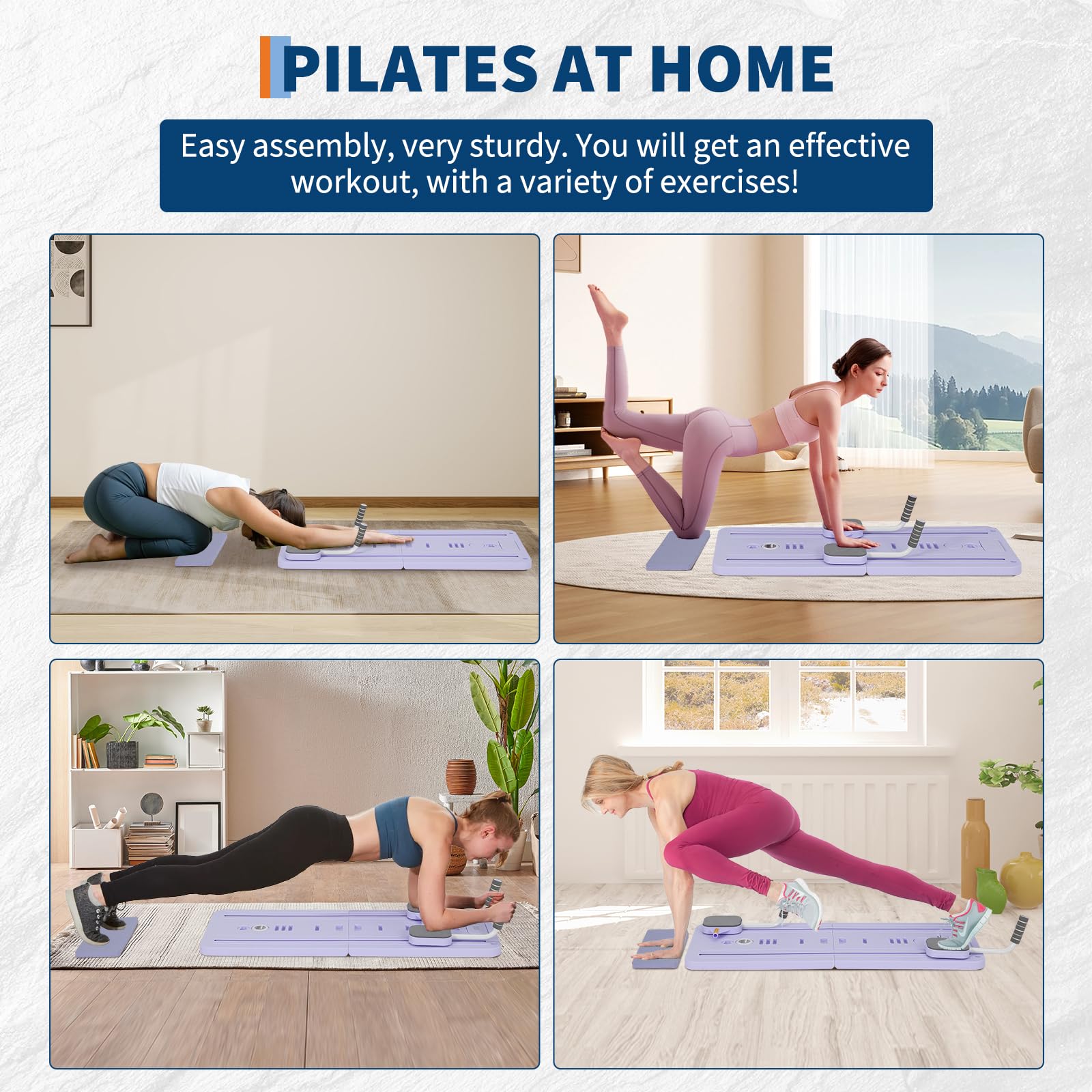 Garvee Pilates Reformer Board portatile multifunzionale pieghevole da 400 libbre in polipropilene compatto per l'allenamento a casa