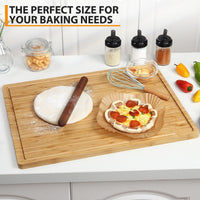 Tagliere in legno Garvee 24x18 pollici in bambù con scanalatura per il succo, adatto ai coltelli per l'uso in cucina, versatile, spesso 0,8 pollici, colore naturale