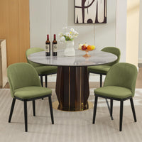 Garvee Modern Dining Chair Set di 2 sedie da pranzo moderne con seduta imbottita in lino, schienale semi-schienale, struttura in legno, piedini regolabili, sala da pranzo verde