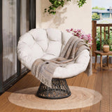 Garvee Sedia Papasan Ergonomica in Rattan con Cuscino Morbido, Telaio in Acciaio, Funzione Girevole 360°, Perfetta per Soggiorno e Lounge, Design Rotondo, Colore Naturale - 