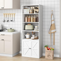 Garvee Libreria Industriale 71.4" con Ante e Ripiani, Ampio Spazio, Porta Scorrevole, Bianco, Anti-Ribaltamento, Soggiorno/Ufficio