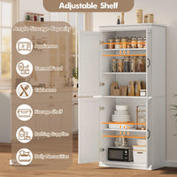 Mobile dispensa Garvee da 70" con ante e ripiani regolabili per cucina e soggiorno, in legno MDF P2, robusto, antiribaltamento, tonalità legno neutro