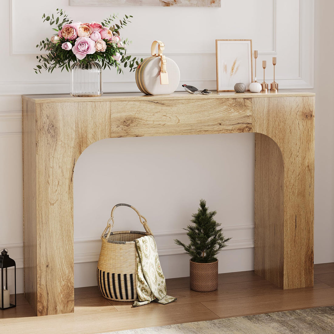 Tavolo consolle Garvee Farmhouse da 47" sottile in rovere rustico per soggiorno, corridoio, robusto e versatile