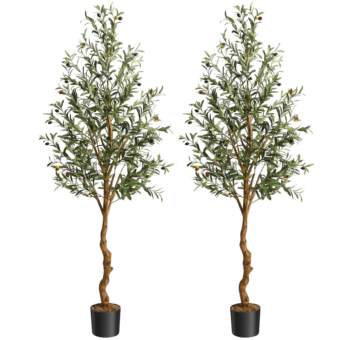 Albero di ulivo artificiale Garvee da 6 piedi con tronco realistico in PE, rami regolabili, materiale in seta di alta qualità, vaso in PP robusto per casa e ufficio, verde