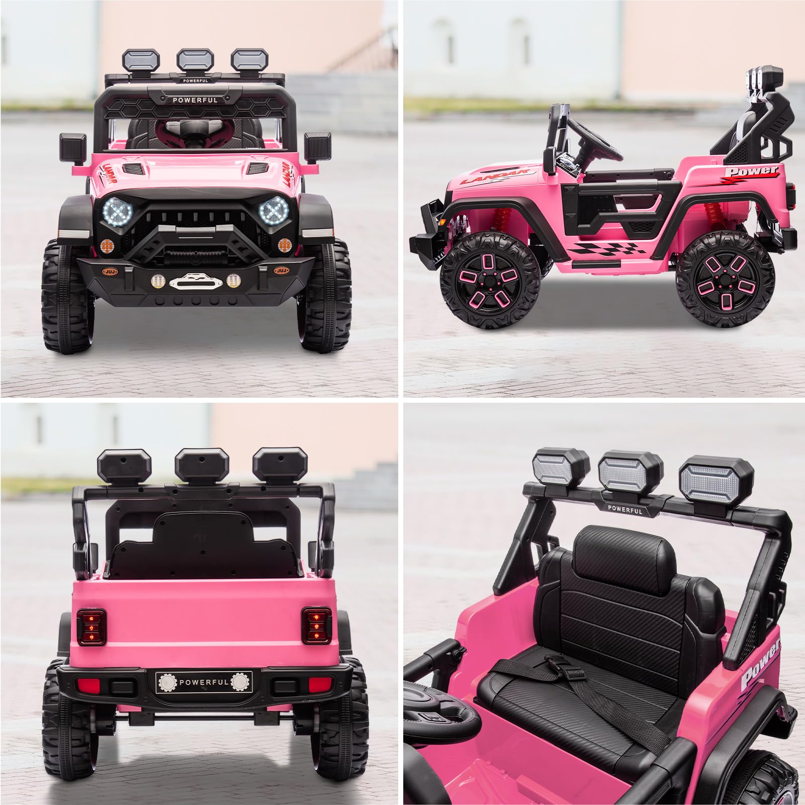 Auto elettrica per bambini Garvee con batteria potenziata da 12 V 7 Ah, 3 velocità, 2 modalità di funzionamento, telecomando 2.4G, luci LED, Bluetooth, cinture di sicurezza, rosa per bambini da 1 a 8 anni