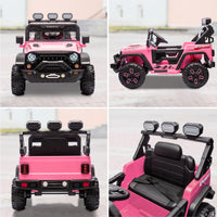 Auto elettrica per bambini Garvee con batteria potenziata da 12 V 7 Ah, 3 velocità, 2 modalità di funzionamento, telecomando 2.4G, luci LED, Bluetooth, cinture di sicurezza, rosa per bambini da 1 a 8 anni