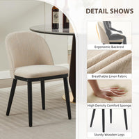 Sedie da pranzo imbottite Garvee, set da 2, beige, moderne, cuscini spessi, gambe in legno, schienale ergonomico, per cucina e bar