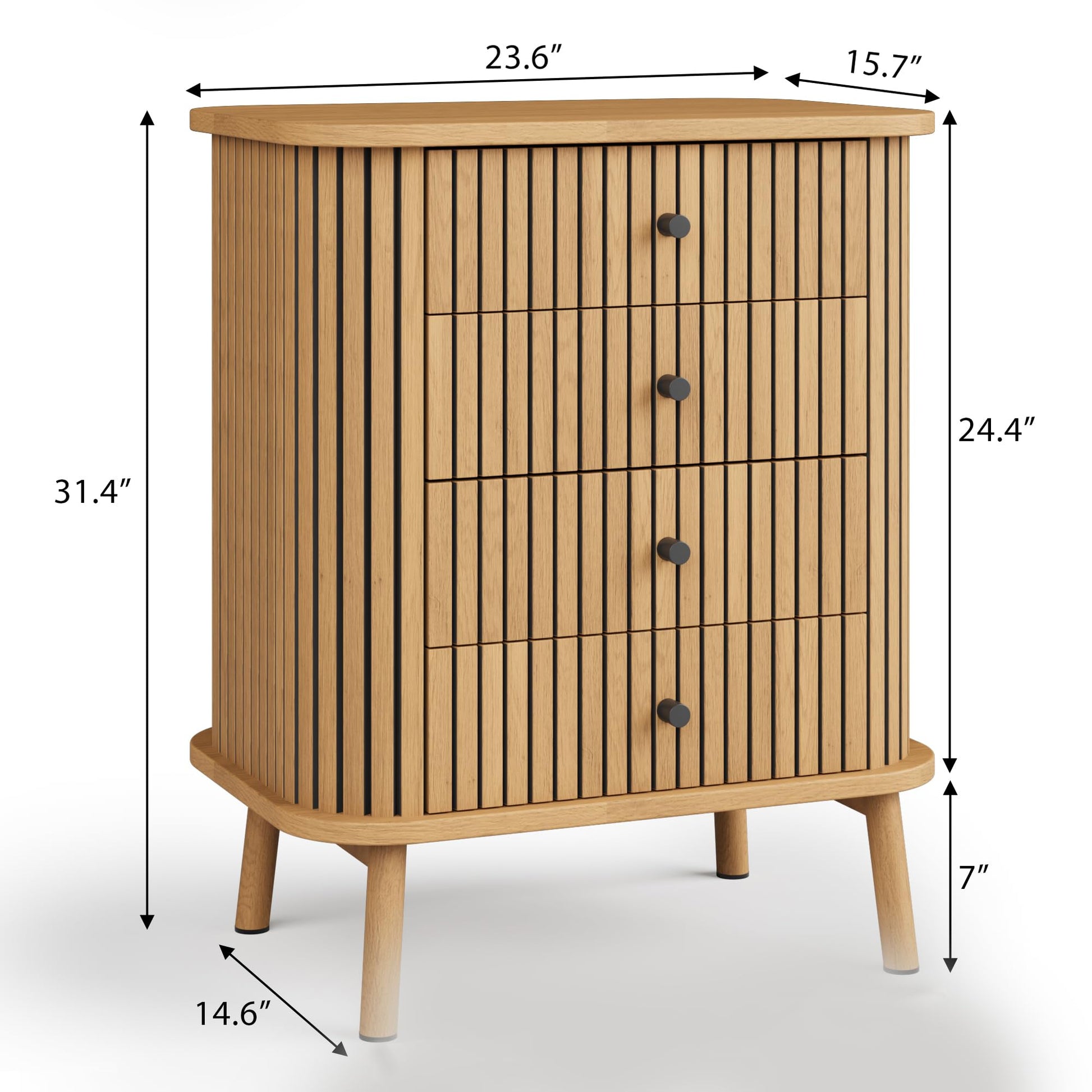 Cassettiera Garvee a 4 cassetti, stile moderno di metà secolo con anta scorrevole, per camera da letto e soggiorno, effetto bambù MDF, ampio spazio di archiviazione, resistente