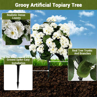 Alberi artificiali Garvee a forma di palla di begonia lavanda da 23" in materiale PE resistente ai raggi UV e alle intemperie con picchetto per giardino e terrazza, verde