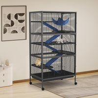 Gabbia per piccoli animali Garvee a 6 piani con rampe e piattaforme per porcellini d'India, conigli e cincillà, 31,9" x 20,5" x 58,6" in metallo, su ruote