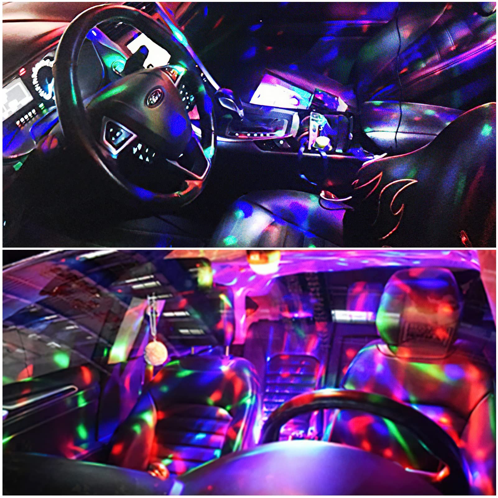Garvee USB Tanzlicht Kugel 2er Pack LED Mini Strobe Licht 7 Farben, Soundgesteuert, Fernbedienung, USB, 360° Drehbar, Partybeleuchtung Für Auto & Bar