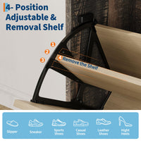 Garvee Scarpiera con 2 cassetti pieghevoli, 1 cassetto, legno, gambe in metallo, stretta per corridoio e soggiorno