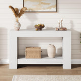 Garvee Tavolo Consolle Rustico da Ingresso 120 cm - 2 Ripiani, Base Robusta, Legno Antico Bianco, Multiuso per Soggiorno e Corridoio