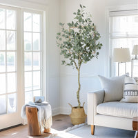 Albero di eucalipto artificiale Garvee da 4/5/6 piedi con tronchi in PE realistici, rami regolabili, materiale in seta ignifugo, vaso in PP stabile per ufficio e casa, verde
