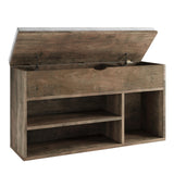 Panca Garvee con scarpiera e contenitore, in legno, seduta imbottita, 2 ripiani, piano sollevabile, grigio-marrone per corridoio e camera da letto, 39,3"L x 11,8"W x 22,4"H - marrone