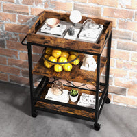 Carrello da portata vintage GARVEE con vassoio rimovibile per la cucina, carrello da cucina con ruote bloccabile per bancone da cucina, tavolino laterale in stile industriale