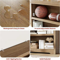 Garvee Libreria Rustica Alta 190,5 cm con 2-6 Ripiani Regolabili, Struttura MDF Robusta, Design Elegante, Anti-Ribaltamento, per Soggiorno e Studio, Neutra