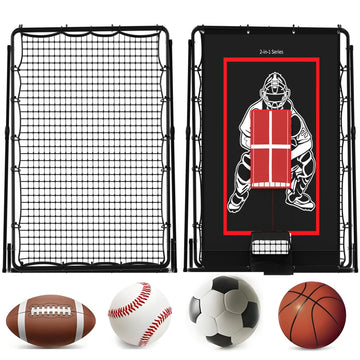Garvee Bersaglio da lancio e rete di rimbalzo per baseball 2 in 1 - Nylon e polietilene - Allenamento per ragazzi - Regolabile - Nero