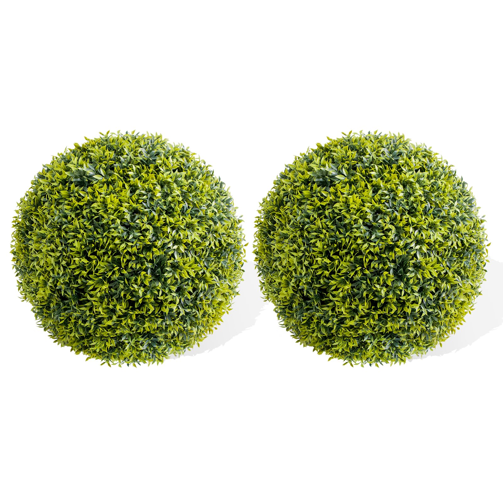 Garvee, set di 2 palline di bosso artificiale da 21,7 pollici, resistenti ai raggi UV, manuali, in materiale PE, per uso interno ed esterno, verdi, con dispositivo di sospensione