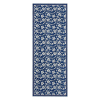 Tappeto per soggiorno Garvee 80 x 150 cm a pelo corto, antiscivolo, vintage, floreale, lavabile, blu