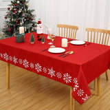 Garvee Tovaglia Natalizia Con Motivo Fiocco Di Neve, Antimacchia, Poliestere, 137x274cm, Rosso, Tavoli Festivi - Rosso