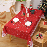 Garvee Tovaglia Natalizia Impermeabile Rossa Con Motivo Fiocchi Di Neve, Antimacchia, Poliestere, 137x200 cm, Cucina E Sala Da Pranzo - Red